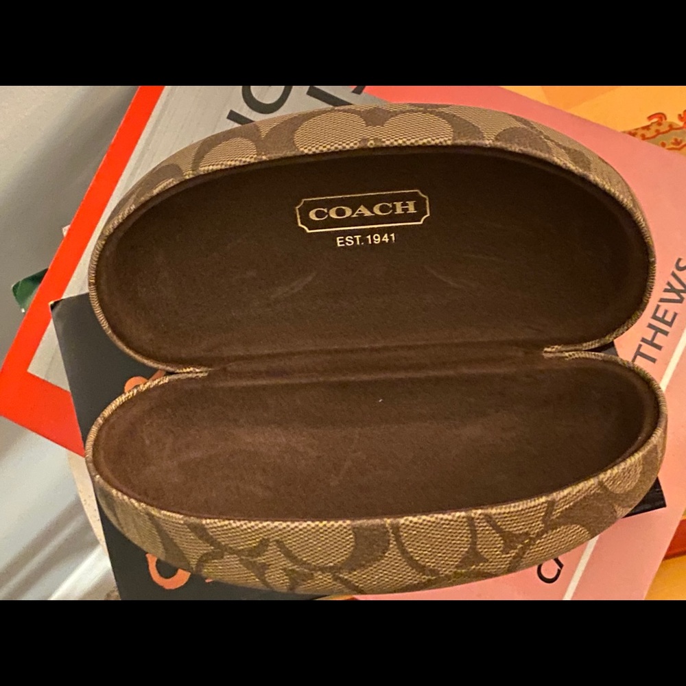 Coach Signature Brown Hard Clamshell SunglassCase
